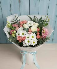Букет цветов из:  Розы, Лизиантусы и Хризантемы в Уйское
