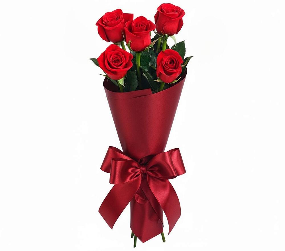 Букет 5 Красных роз Эдлесс Лав в Уйское