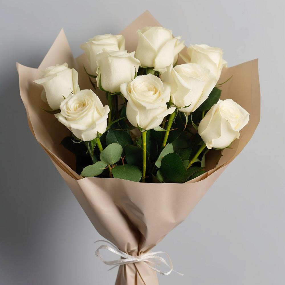 Букет 9 Белых роз Эдлесс Лав в Уйское