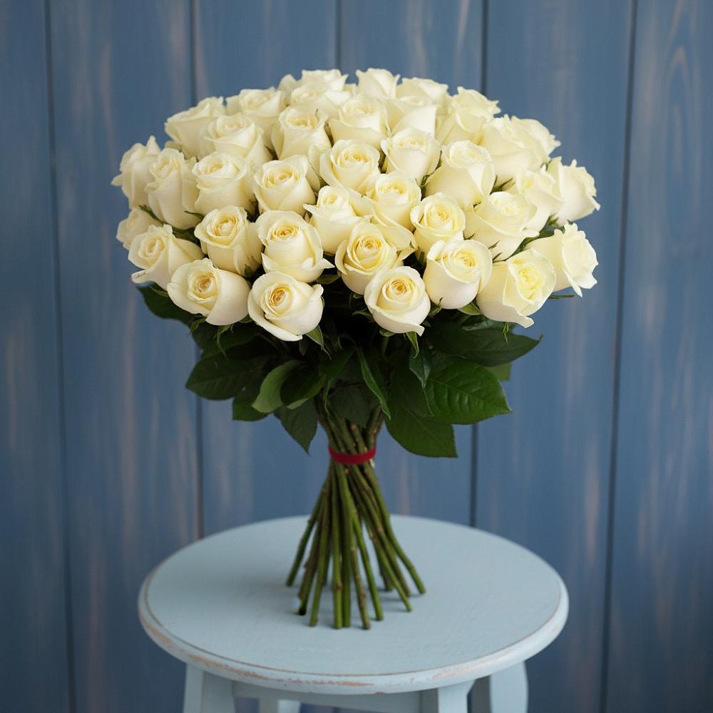 Букет 51 Белая роза Эдлесс Лав в Уйское