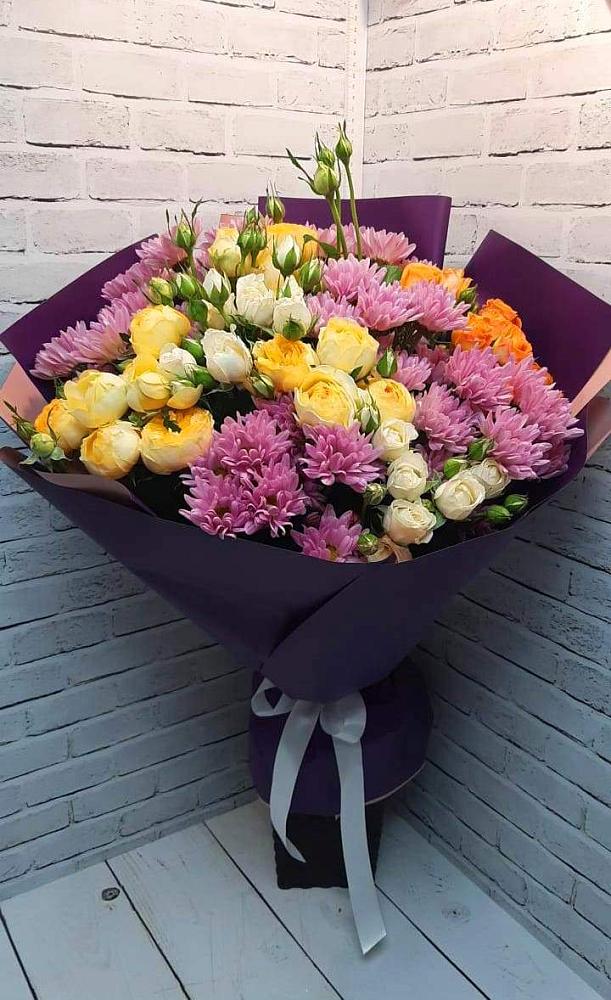 Букет цветов из: Хризантемы и Розы в Уйское