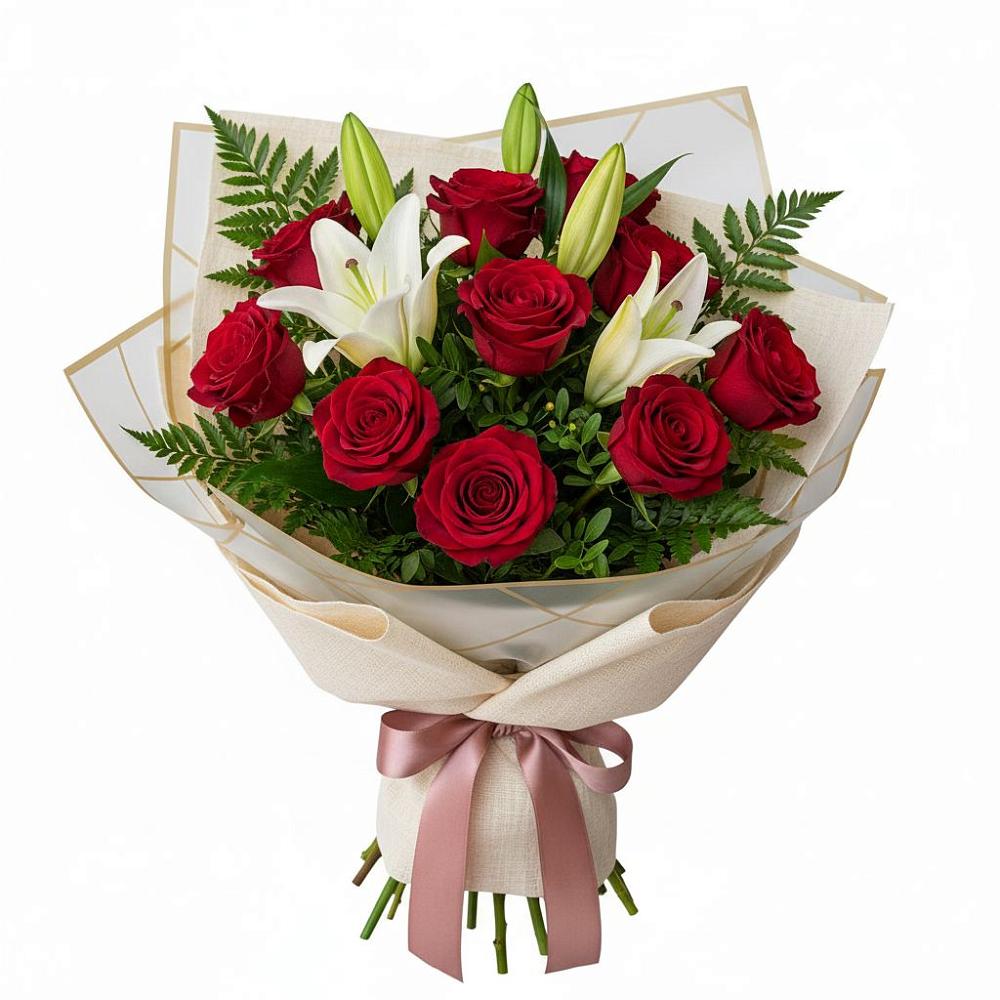 Букет цветов из: Лилии и Розы в Уйское