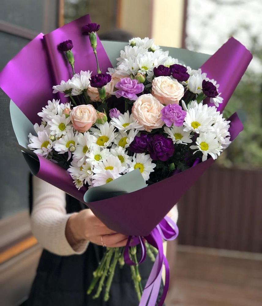 Букет цветов из: Хризантемы, Гвоздики и Розы в Уйское