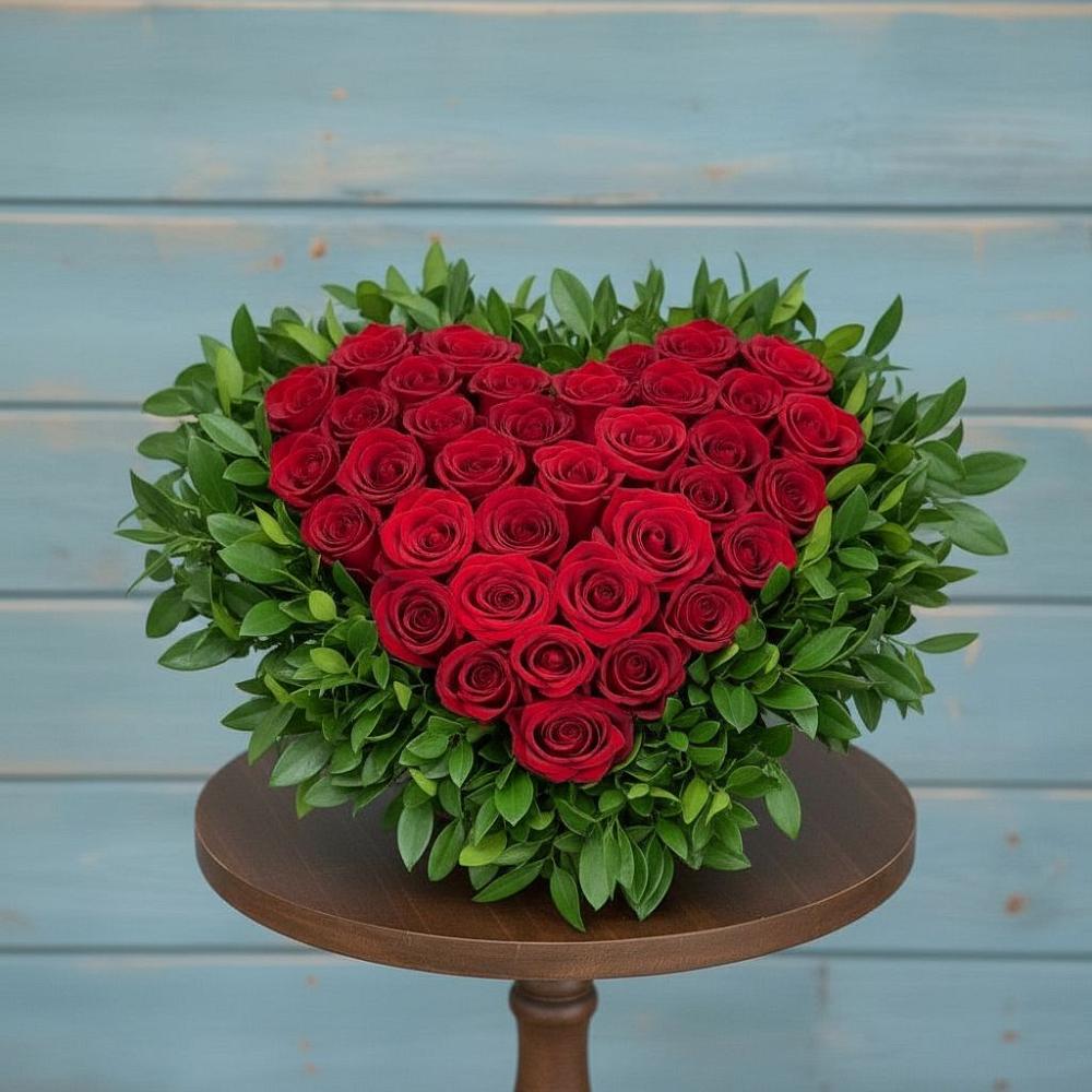 Цветочная композиция из Розы в виде сердца в Уйское