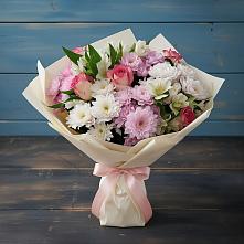 Букет цветов из:  Хризантемы, Альстромерии и Розы в Уйское
