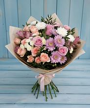 Букет цветов из:  Хризантемы, Розы и Альстромерии #REPLACE_PRED# Уйское
