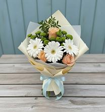 Букет цветов из:  Герберы, Розы и Хризантемы #REPLACE_PRED# Уйское