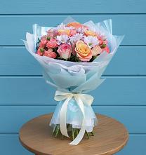 Букет цветов из:  Хризантемы и Розы в Уйское