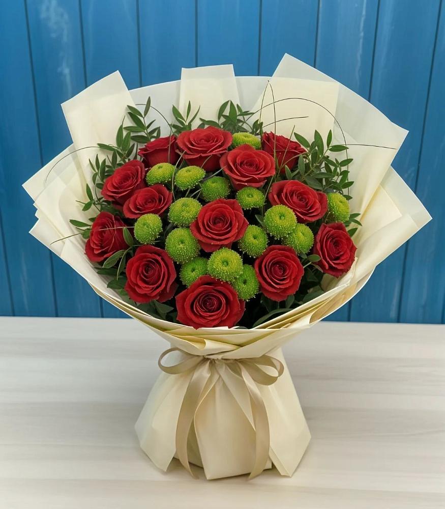 Букет цветов из: Розы и Хризантемы в Уйское