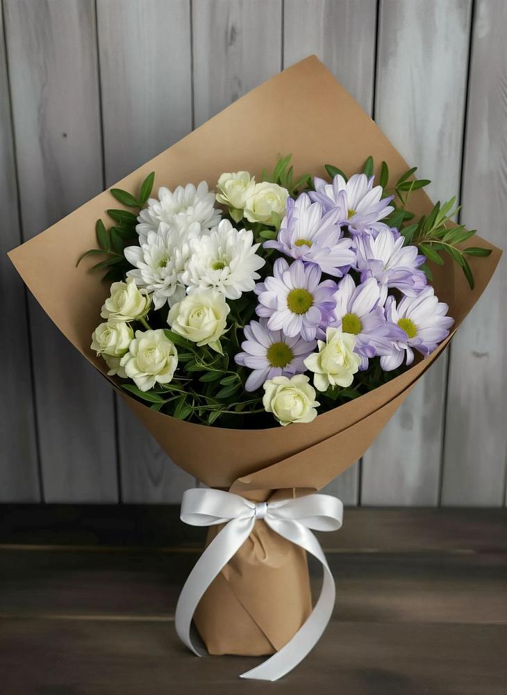 Букет цветов из: Хризантемы и Розы в Уйское