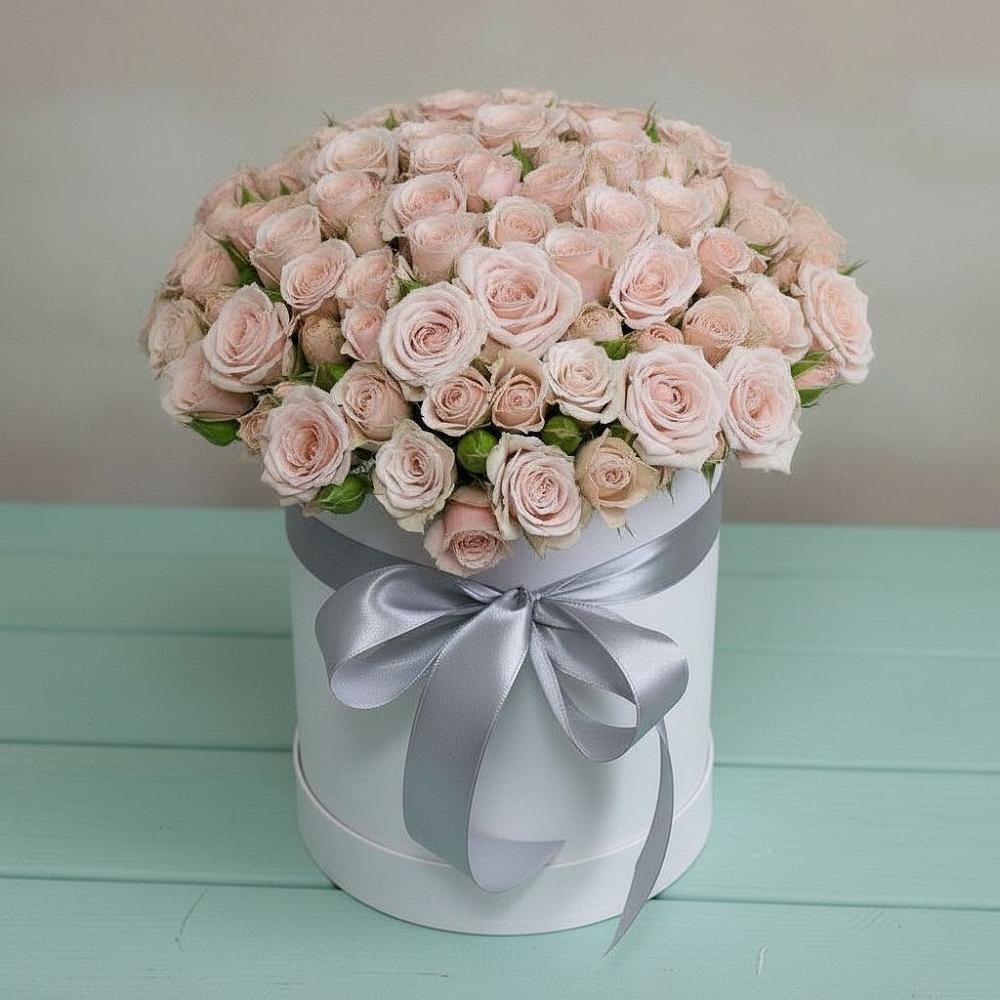 Цветочная композиция из Розы в шляпной коробке в Уйское